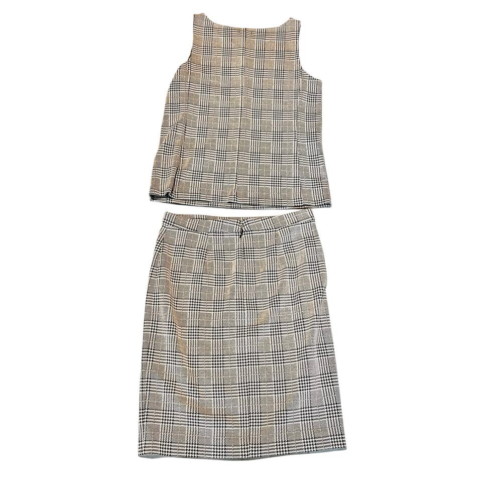 Ann Taylor Houndstooth Sleeve Top Faux Wrap Skirt Set Size S Small NEW - Picture 2 of 9